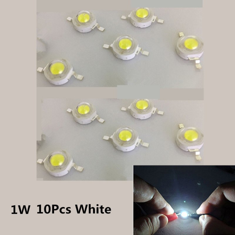 10Pcs/Set 1W LED Super Bright Lamp Beads Night Light for Flashlight Stage Yard Bulb White 6000K