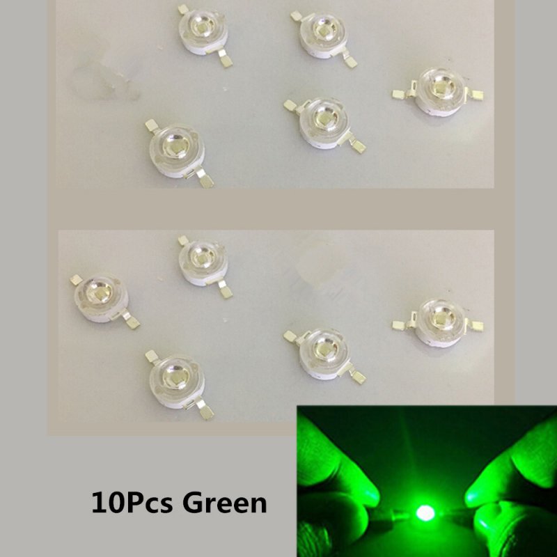 10Pcs/Set 3W LED High Power Super Bright Lamp Beads Night Light for Flashlight Stage Yard  Green light