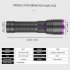 10W 365nm Purple Light Flashlight  LED Powerful Flashlights  Rechargeable Powerful Fluorescent Detector  Purple Light Flashlight  For Pet Urine Detection  Resin