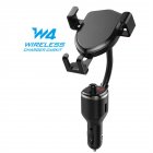 10W Wireless Fast Charge Vehicle MP3 Transmitter Dual USB Mobile <span style='color:#F7840C'>Phone</span> Holder Stand black