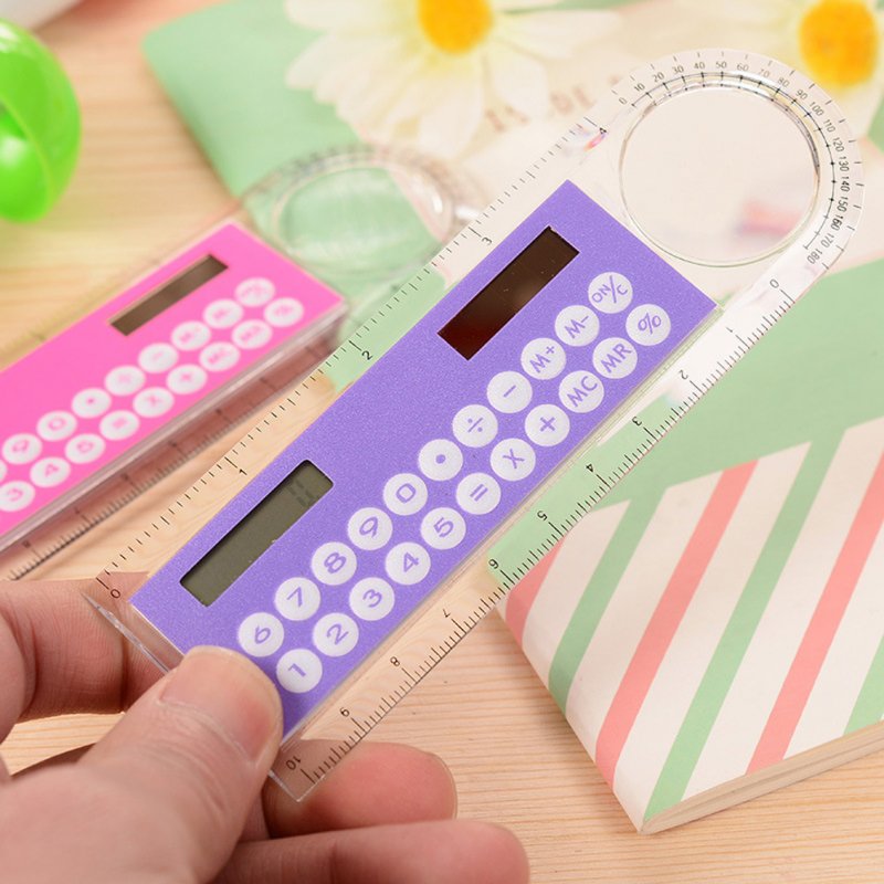 10cm Ruler Calculator Solar Card Mini Calculation Student Arithmetic Multifunctional Calculator Random Color