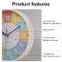 10inch Colorful Wall Clocks Silent Movement Teaching Clock for Classroom Playroom Nursery Bedrooms Kids Room