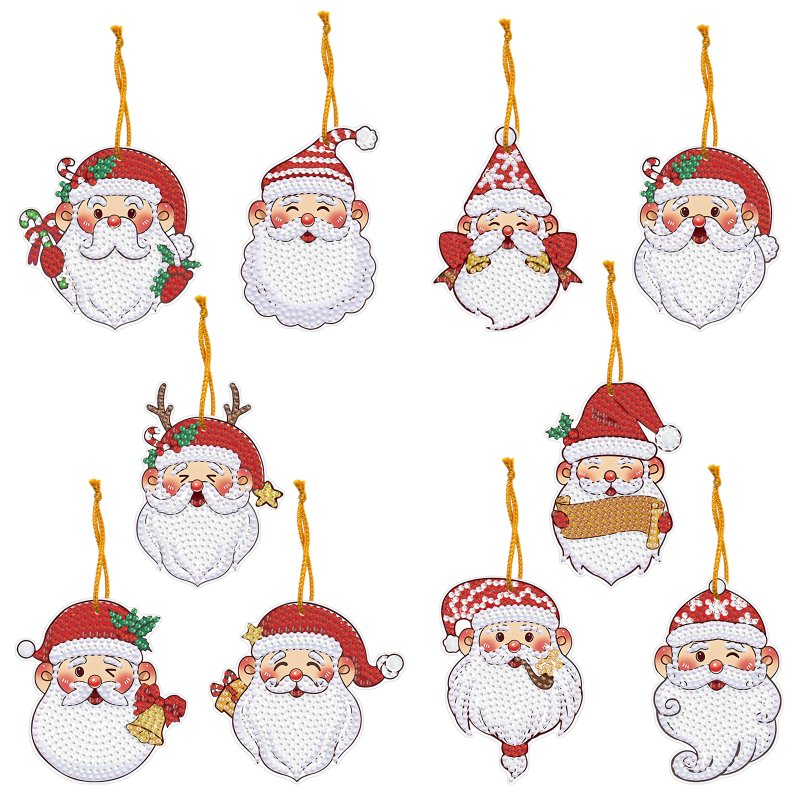 10pcs DIY Christmas Santa Diamond Painting Pictures Handicrafts Hanging Ornament