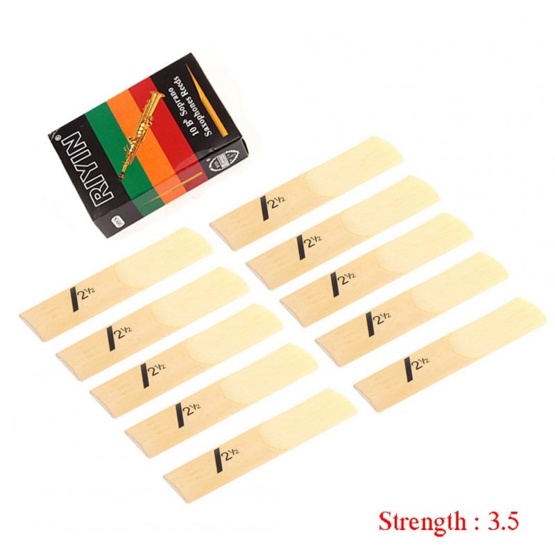 10pcs Saxophone Reed Set Bb Tone with Strength 1.5/2.0/2.5/3.0/3.5/4.0 for Soprano Sax Reed  Hardness 3.5