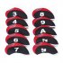 10pcs set Number Pattern Golf Iron Rod Head Covers Protector Golf Rod Sleeve Accessories Black wine red