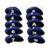 10pcs set Number Pattern Golf Iron Rod Head Covers Protector Golf Rod Sleeve Accessories Black sapphire blue