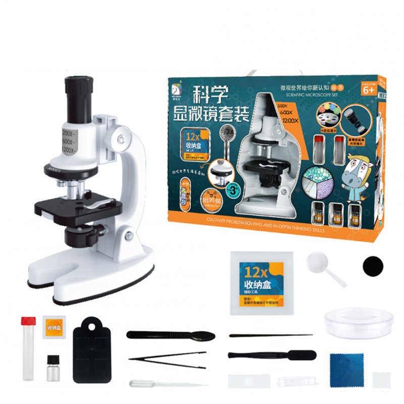 Optical  Microscope Kit 100x 400x1200x Magnification Kids Educational Science Toy 