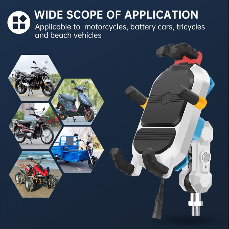 Motorcycle Phone Mount 360° Rotation 15w Wireless Fast Charging Holder for iPhone Android 
