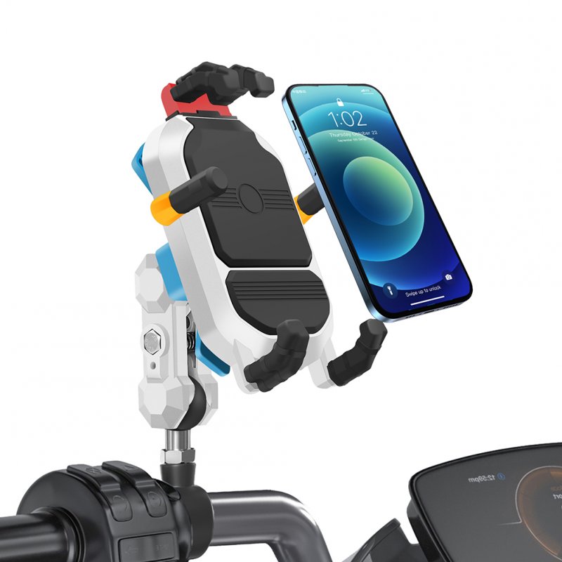 Motorcycle Phone Mount 360° Rotation 15w Wireless Fast Charging Holder for iPhone Android 