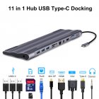 11-in-1 Type-c Docking Station Usb-c To Network Port Hdmi-compatible/minidp/vga Computer Hub Adapter gray