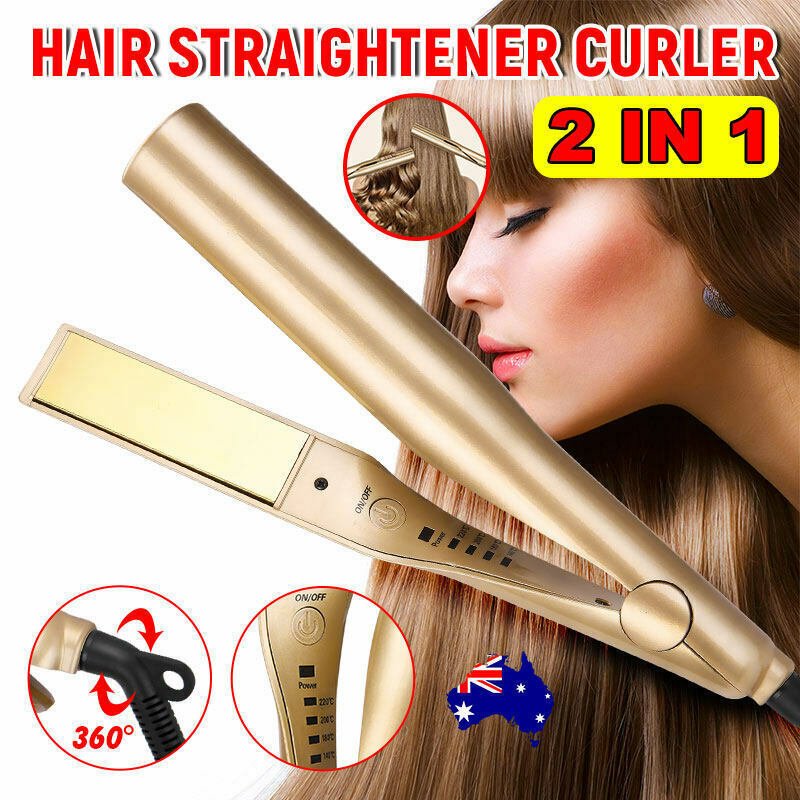 110v-240v Golden Universal Multi-function Hair  Straightener  Curler 2-in-1 Dual-purpose Twisting Splint