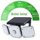 112 Led Solar Lamp 3 Modes Outdoor Waterproof Motion Sensor Wall Light 360 Degree Rotating Spotlight TG-TY05107 three-head 112led