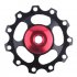11T Aluminium Jockey Wheel Bicycle Rear Derailleur Pulley Guide Bearing red