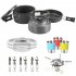 11pcs Camping Cookware Aluminum Alloy Backpacking Gear Mess Kit With Cooking Pot Kettle Frying Pan 2 Stainless Steel Plates 3 Stainless Steel Cups 2 Tablewares 