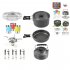 11pcs Camping Cookware Aluminum Alloy Backpacking Gear Mess Kit With Cooking Pot Kettle Frying Pan 2 Stainless Steel Plates 3 Stainless Steel Cups 2 Tablewares 