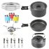 11pcs Camping Cookware Aluminum Alloy Backpacking Gear Mess Kit With Cooking Pot Kettle Frying Pan 2 Stainless Steel Plates 3 Stainless Steel Cups 2 Tablewares 