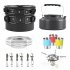 11pcs Camping Cookware Aluminum Alloy Backpacking Gear Mess Kit With Cooking Pot Kettle Frying Pan 2 Stainless Steel Plates 3 Stainless Steel Cups 2 Tablewares 