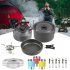 11pcs Camping Cookware Aluminum Alloy Backpacking Gear Mess Kit With Cooking Pot Kettle Frying Pan 2 Stainless Steel Plates 3 Stainless Steel Cups 2 Tablewares 