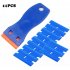 11pcs Plastic Scraper Razor Blades Hand Tool with 10 Carbon Steel Blades for Scraping Labels Blue