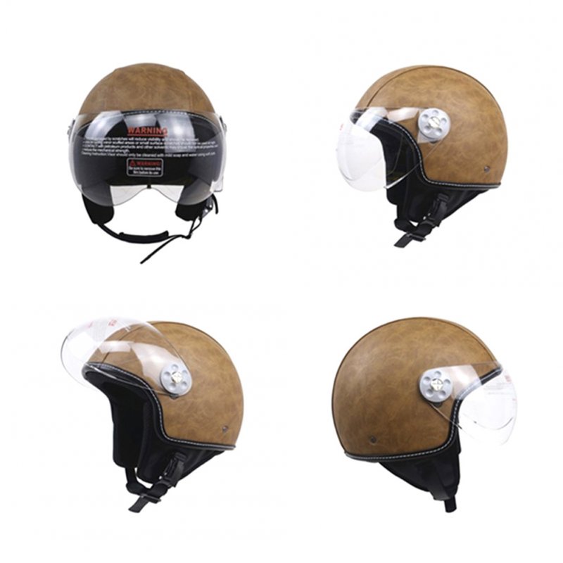 DOT Certification Helmet Leather Cover Scooter Vintage Helmet Vintage brown L