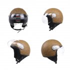 DOT Certification Helmet Leather Cover Scooter Vintage Helmet Vintage brown <span style='color:#F7840C'>M</span>