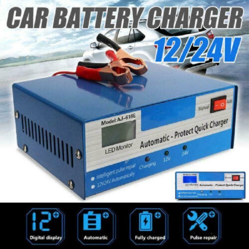 12/24v Automatic Quick Battery  Charger Intelligent Pulse Repair Truck Storage Eu Plug