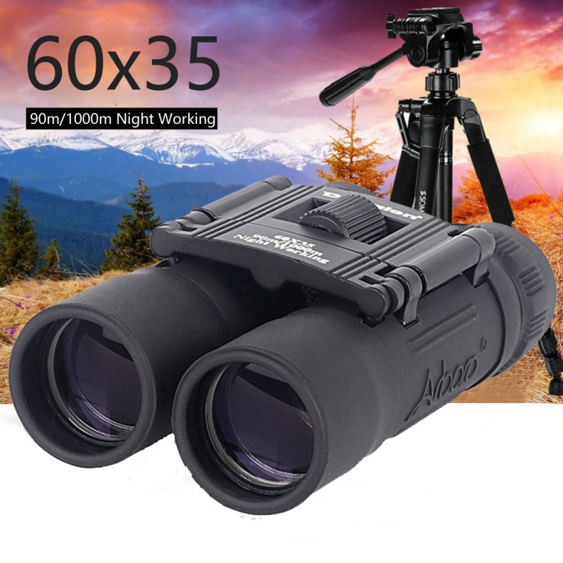 60X35 Foldable Mini Telescope Long Distance Binoculars Central Focus Hiking Camping Hunting 1000m  black