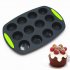 12 Cavity Silicone Baking Cake Mold DIY Muffin Tray with Handles gray