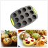 12 Cavity Silicone Baking Cake Mold DIY Muffin Tray with Handles gray