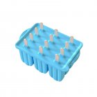 12 Cavity Silicone Popsicle Molds With 50pcs Popsicle Sticks Summer Diy Popsicle Maker Mold Ice Cream Mold A blue + bagged