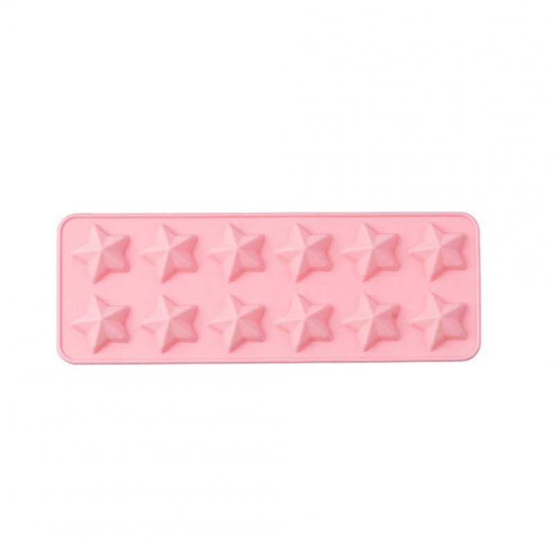 12 Cavity Star Shape Silicone Baking Mold for DIY Cake Candy Ice Chocolate Mold Pink