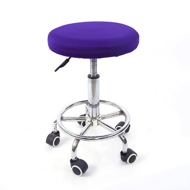 12'' Lift Stool Round Head Soft Chair Cover Micro Elastic Cushion Seat Case Dark purple_Flexible