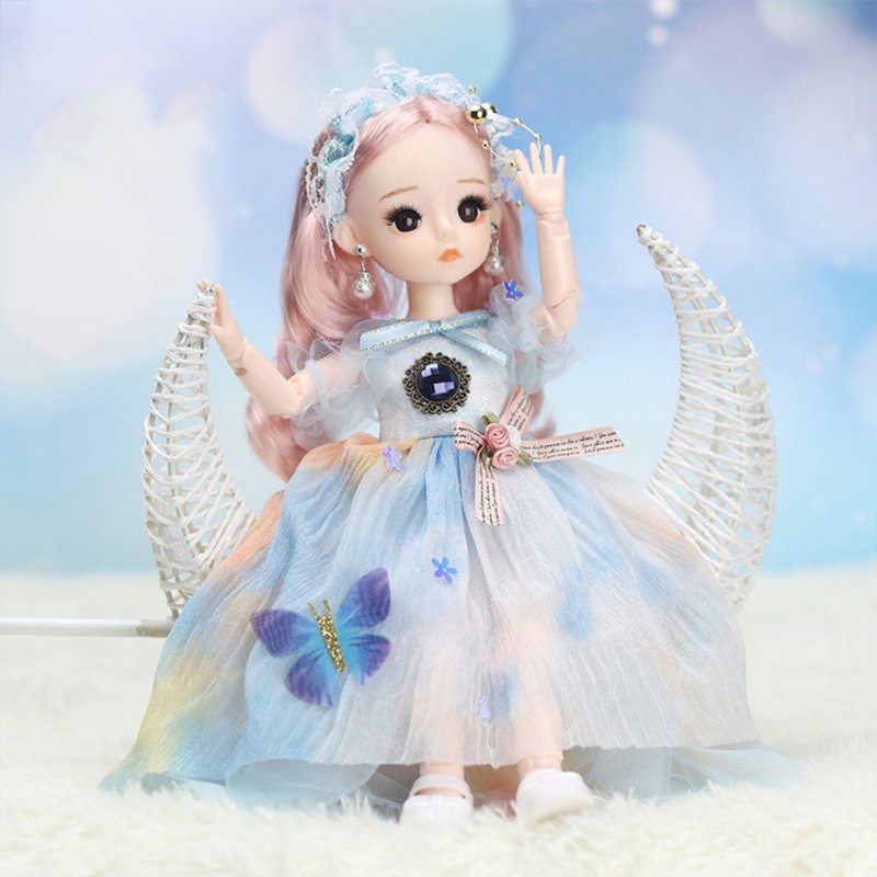 12-inch Joint  Doll Cute Style Real Eyelashes Princess Doll Toy For Kids (no Music + Bag) A1