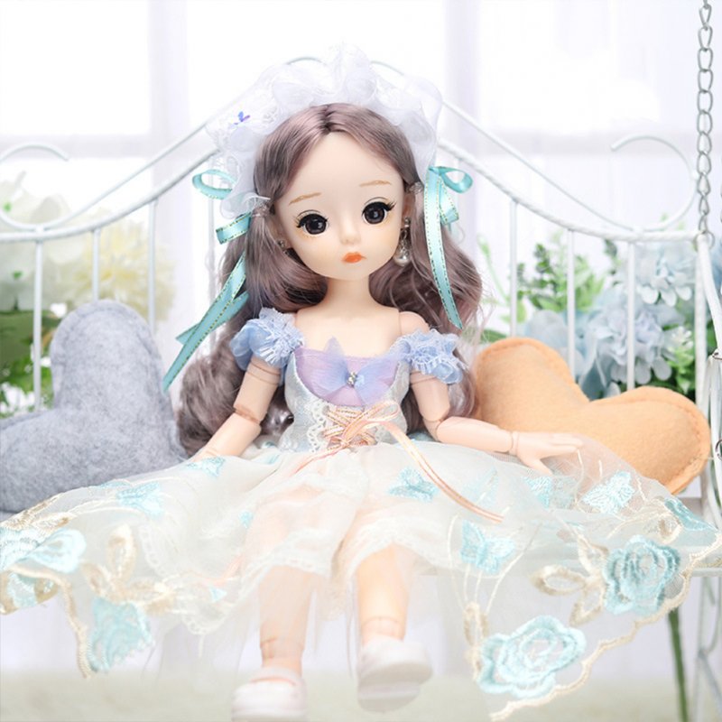 12-inch Joint  Doll Cute Style Real Eyelashes Princess Doll Toy For Kids (no Music + Bag) A5