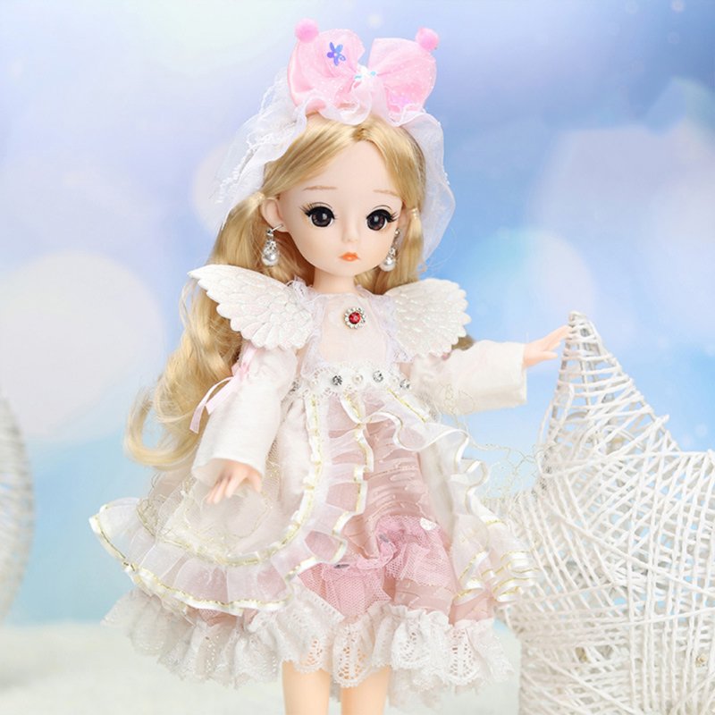 12-inch Joint  Doll Cute Style Real Eyelashes Princess Doll Toy For Kids (no Music + Bag) A2