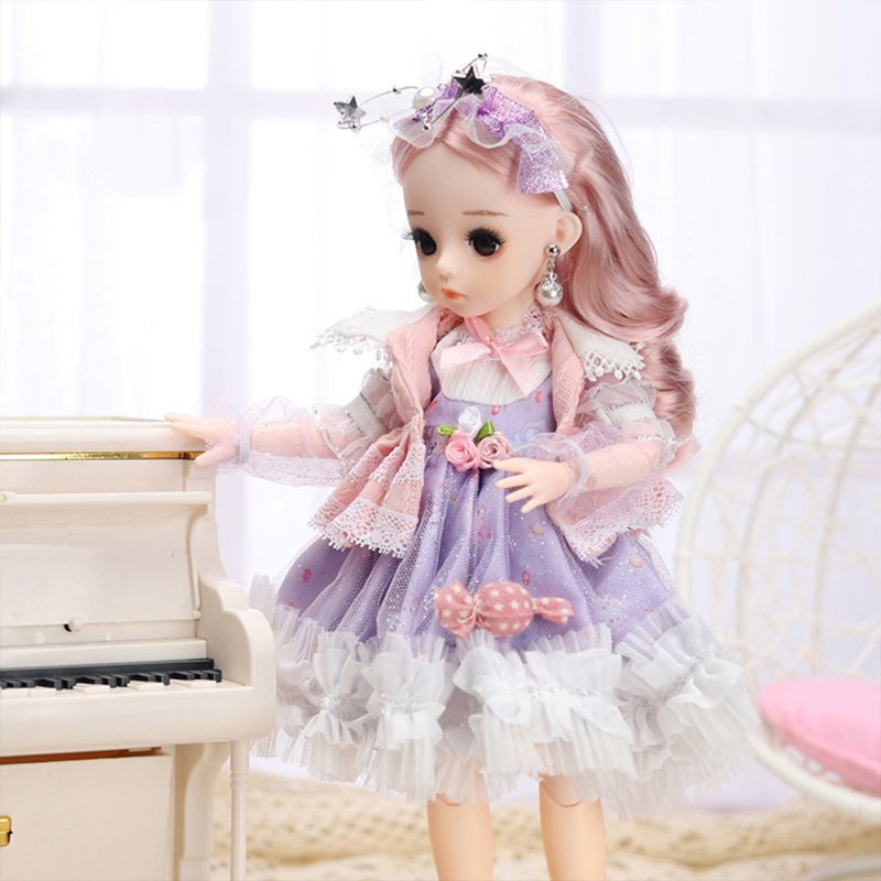 12-inch Joint  Doll Cute Style Real Eyelashes Princess Doll Toy For Kids (no Music + Bag) A8