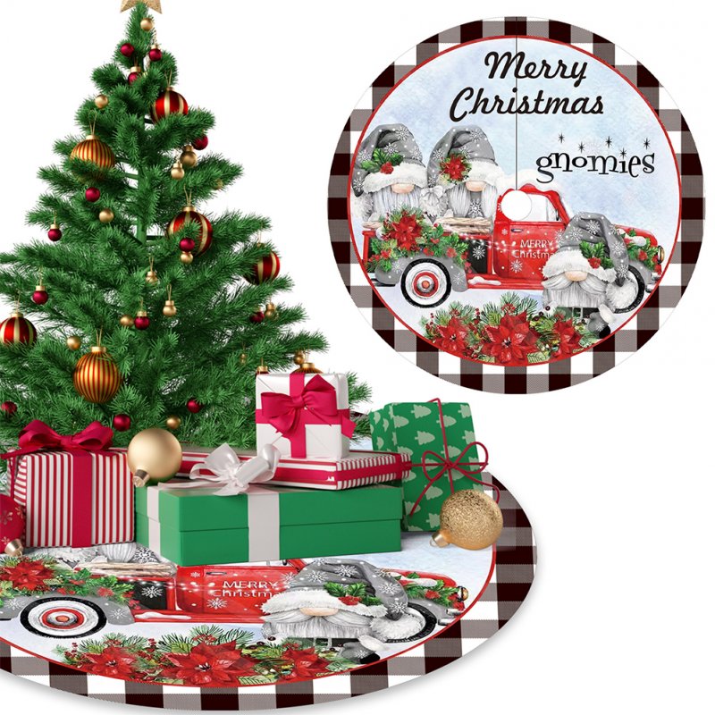 120CM Cartoon Christmas Tree Skirt With Snowflake Deer Snowman Pattern For Indoor Outdoor Merry Christmas Holiday Party Decor
