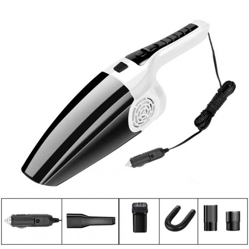 120W 3600mbar Car Vacuum Cleaner Wet And Dry dual-use Vacuum Cleaner Handheld 12V Car Vacuum Cleaner Straight Black and white