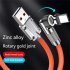 120w 6a Fast Charge Cable 180 degree Rotation Charger Cable for Xiaomi Huawei Orange Type c Head