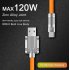 120w 6a Type C Cable Fast Charging Liquid Silicone Usb Line With Led Indicator Compatible For Xiaomi Huawei Samsung orange
