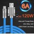 120w 6a Type C Cable Fast Charging Liquid Silicone Usb Line With Led Indicator Compatible For Xiaomi Huawei Samsung orange