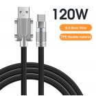 120w 6a Type C Cable Fast Charging Liquid Silicone Usb Line With Led Indicator Compatible For Xiaomi Huawei Samsung black