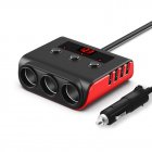 120w Car Cigarette Lighter Adapter Quick Charge 3 0 12v 24v 3 Outlet Power Splitter Dc Outlet With 8 5a 4 Usb Ports black red