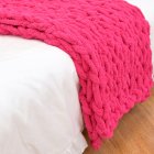 120x150cm Throw Blanket Super Soft Cozy Warm Thickened Braid Knit Blanket  rose Red 120X150CM