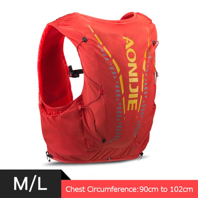 12L Backpack Vest Bag Soft Water Bladder Flask For Hiking Trail Running Marathon Race Orange Red M/L