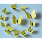 12PCS Simulate 3D Butterfly Wall Sticker with Magnet Elegant Colourful Mural Wall Decoration for Fridge Computer TV Backdrop Wall Living Room Bedroom  Pure yellow