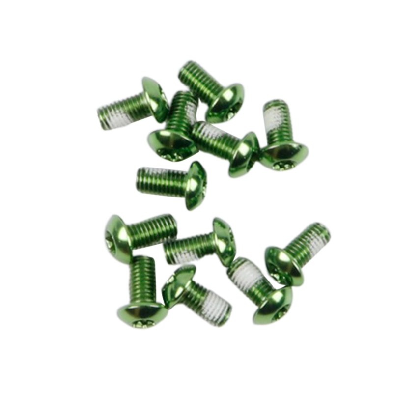 12Pcs M5x10mm Road Mountain Bike Bicycle Disc brakes Rotor Screw Bolts nuts Torx T25 Head Bicycle Brake Disc Bolts Screw Green one card / 12