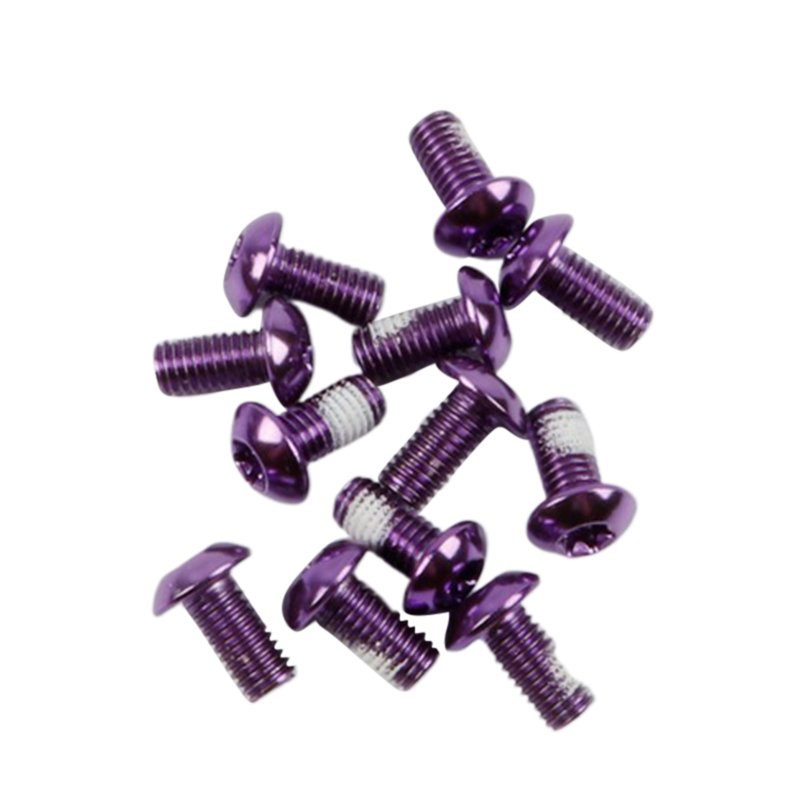 12Pcs M5x10mm Road Mountain Bike Bicycle Disc brakes Rotor Screw Bolts nuts Torx T25 Head Bicycle Brake Disc Bolts Screw Purple one card / 12