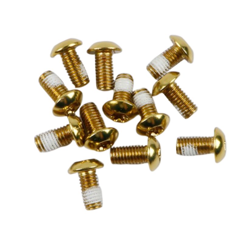 12Pcs M5x10mm Road Mountain Bike Bicycle Disc brakes Rotor Screw Bolts nuts Torx T25 Head Bicycle Brake Disc Bolts Screw Gold one card / 12
