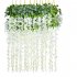 12Pcs Set Artificial Silk Wisteria Leaf for Garden Room Wedding Decoration white